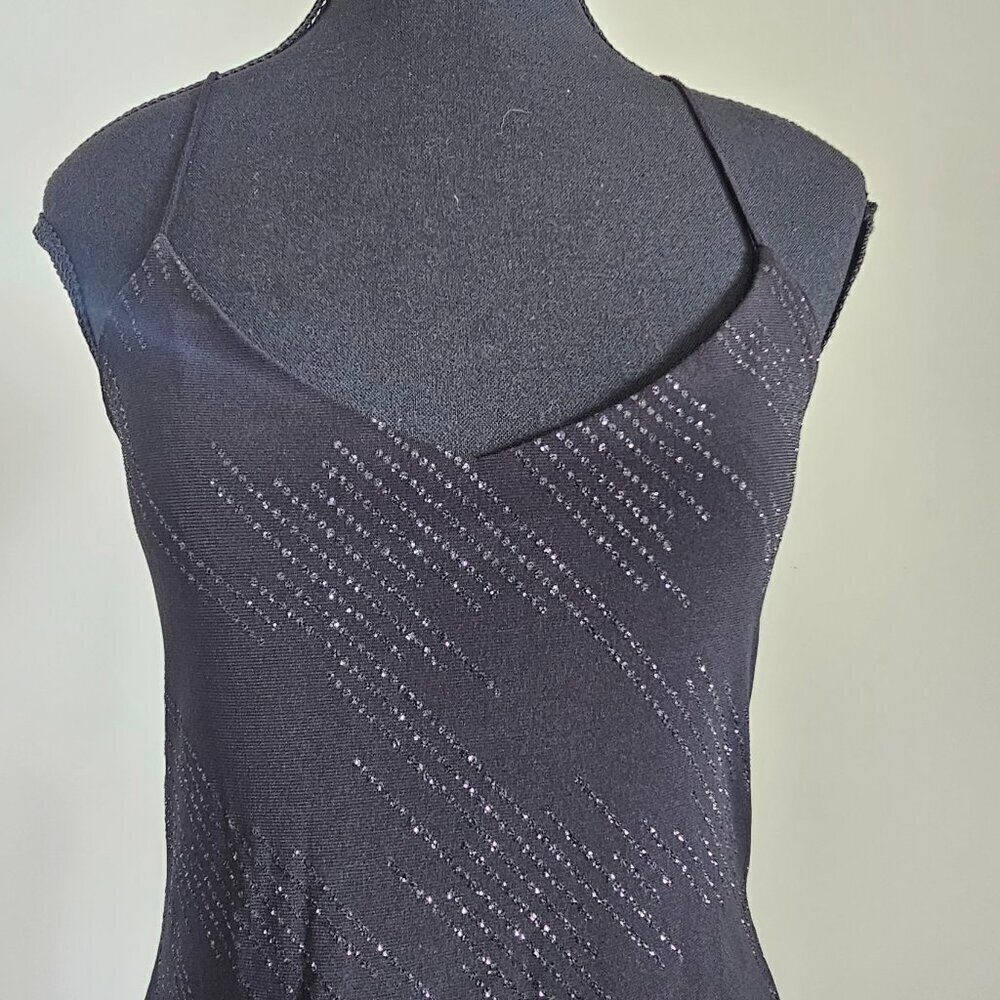 Women's Black Spaghetti Strap Asymmetrical Party Dress - Picture 3 of 16
